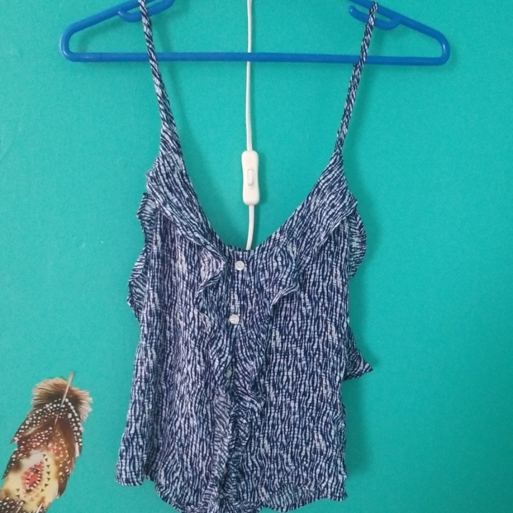 Blue and white tank
